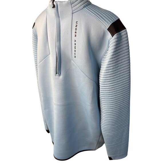 Under Armour Mens Blue Quarter-Zip Pullover With Padded Sleeves Xl - Picture 2 of 9